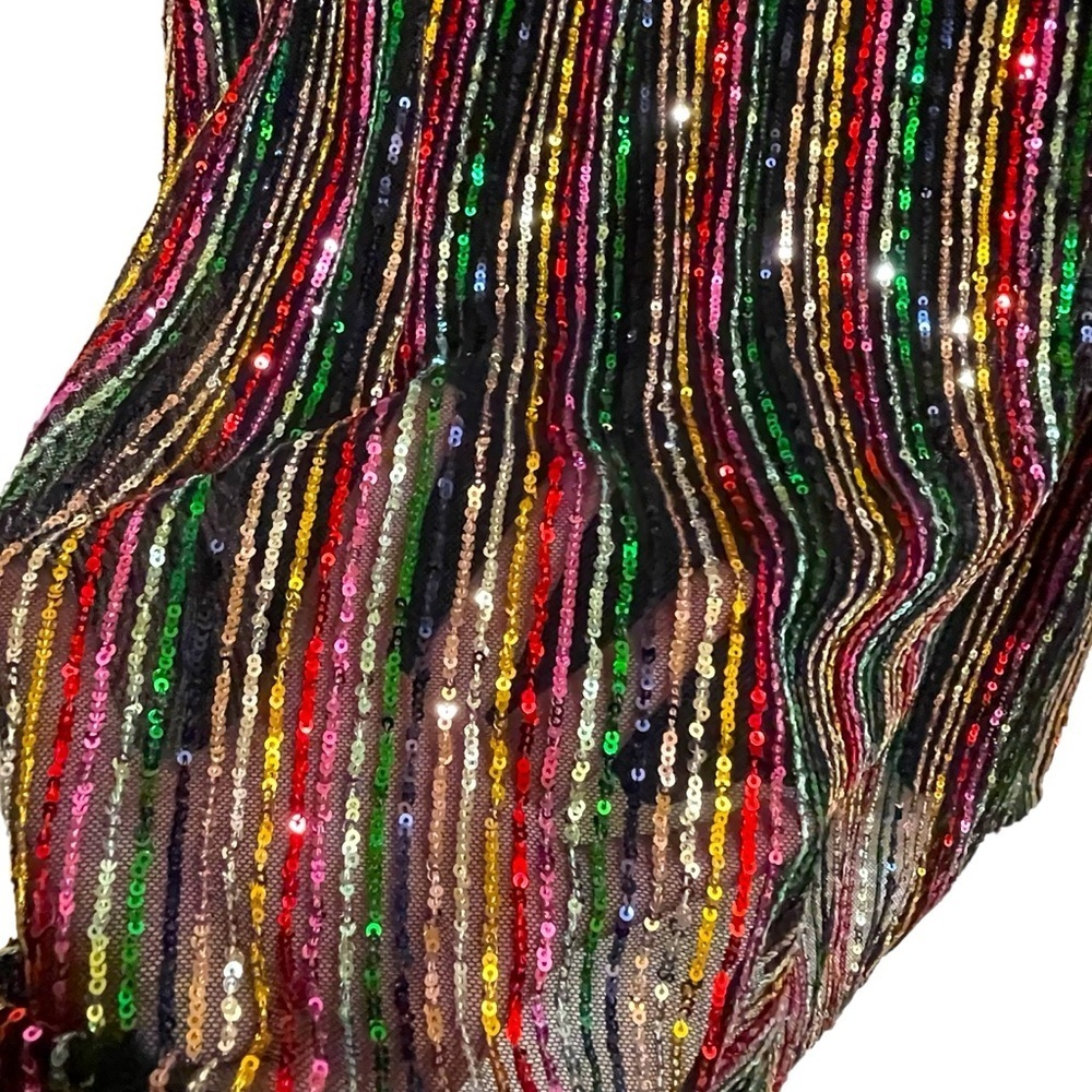 Trixxi Rainbow Sequin Empire Mini Dress Adjustable Straps Babydoll Size XXL - Picture 5 of 10